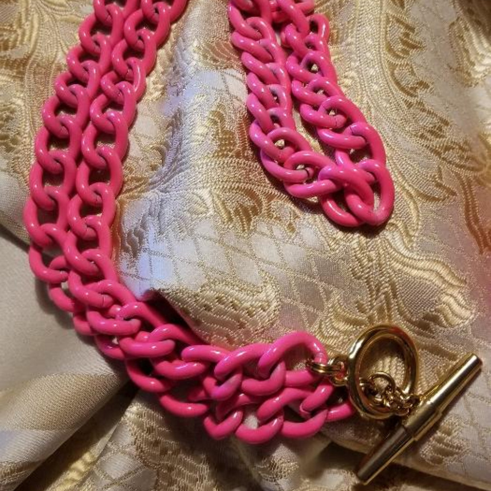 Juicy Couture Pink Neon Chain Necklace/Belt and Br - Picture 3 of 5